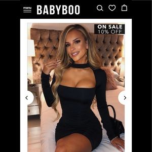 BabyBoo size small black long sleeve bodycon dress